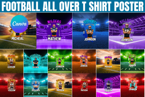 Football All Over T Shirt Poster Graphics