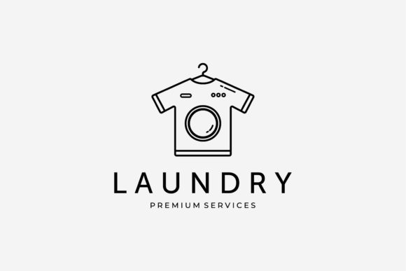 T-Shirt Laundry Washing Modern Logo Line