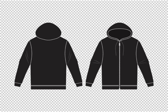 Zip Hoodie Front and Back Vector